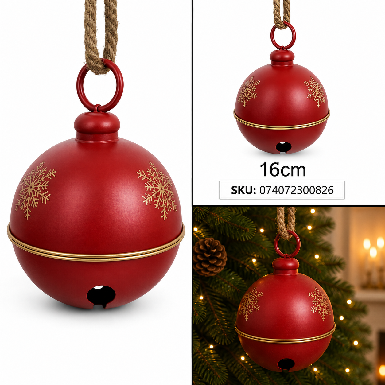 Cascabel Navideño Rojo con Copo Dorado – Galerías el Triunfo