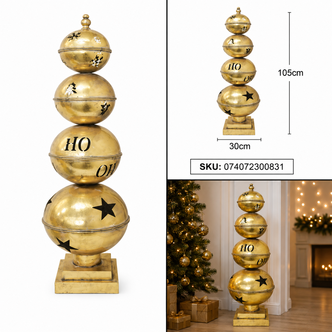 Torre de 4 Cascabeles Dorados Vintage con Diseño Calado – Galerías el Triunfo