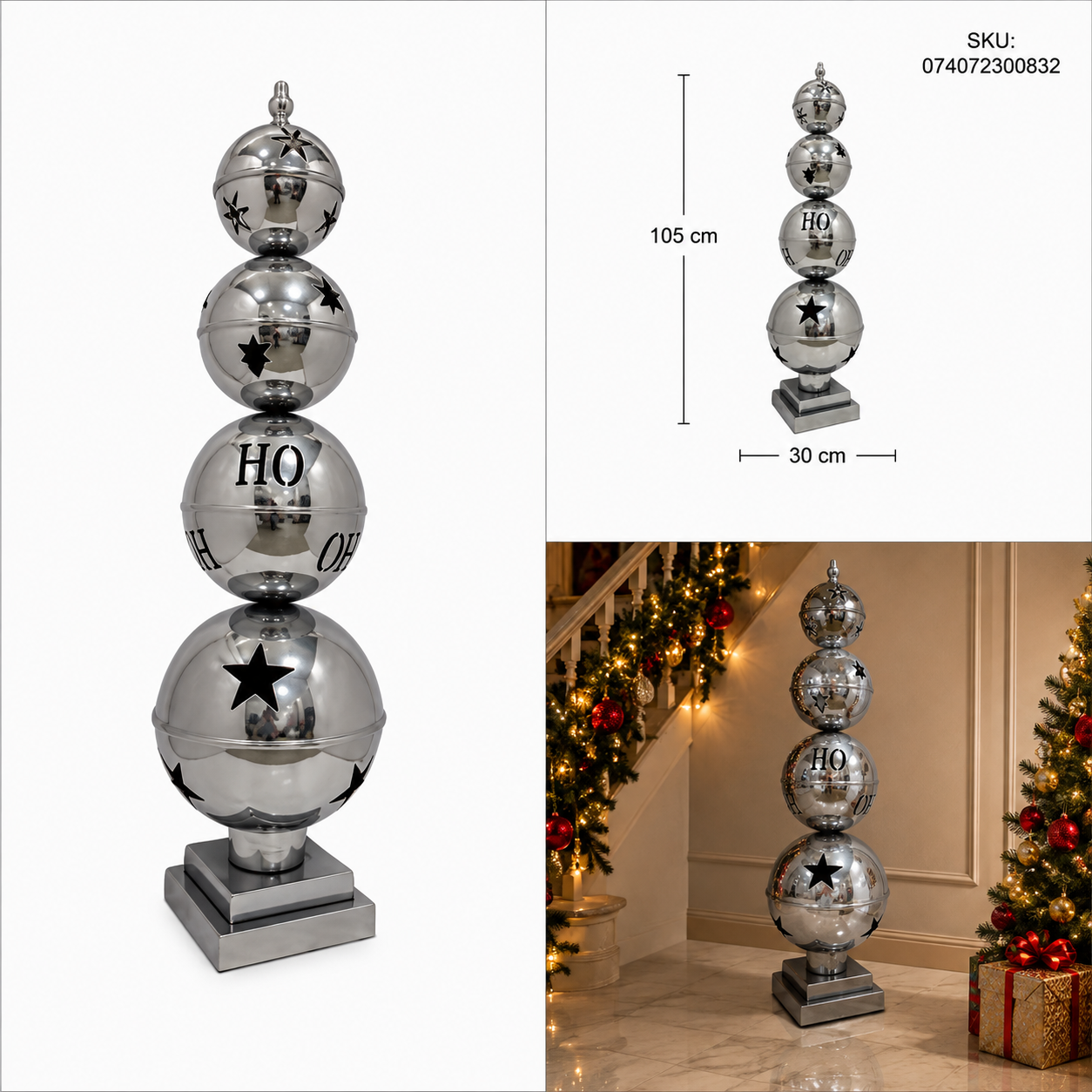 Torre de 4 Cascabeles Cromados con Diseño Calado – Galerías el Triunfo