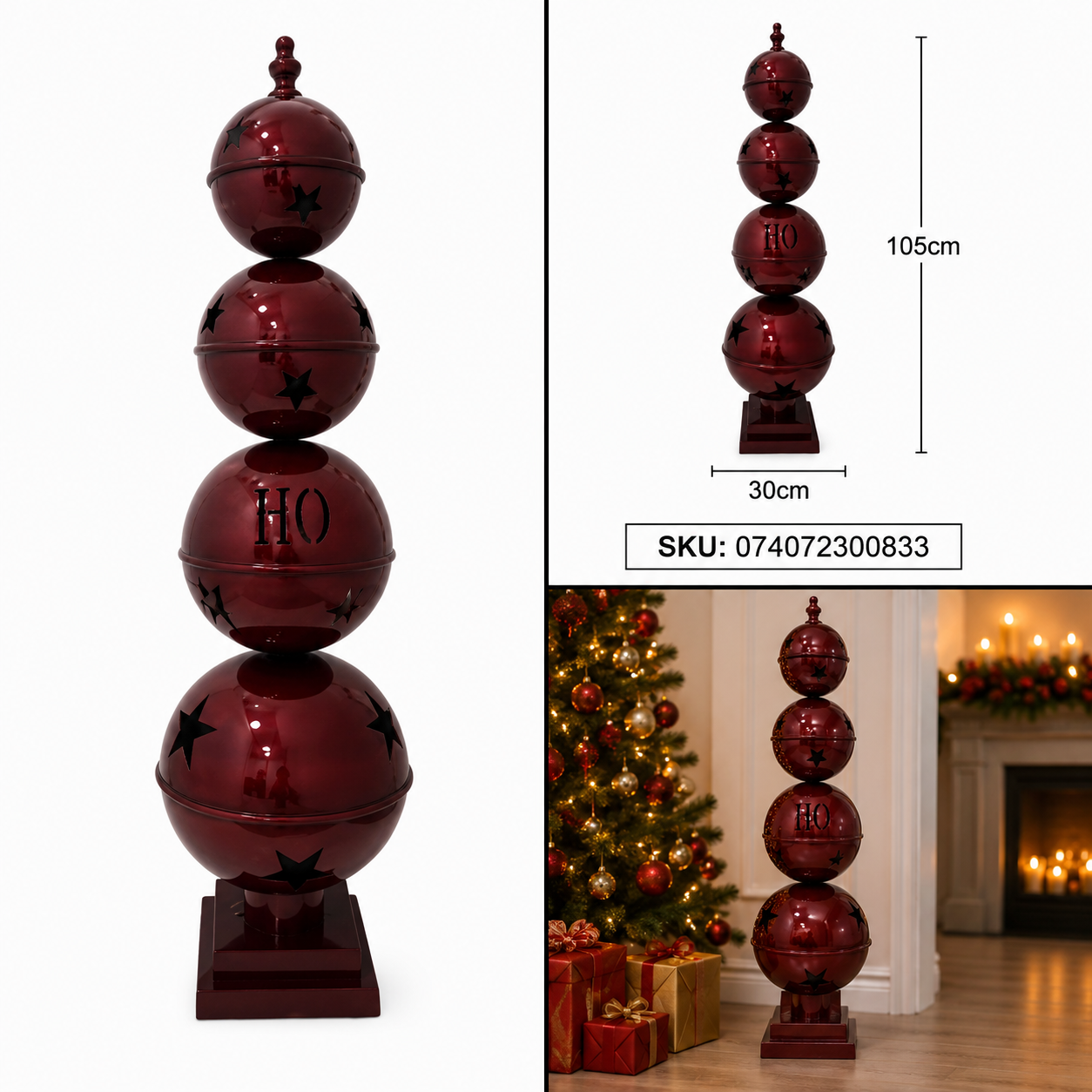 Torre de 4 Cascabeles Rojo Borgoña con Diseño Calado – Galerías el Triunfo