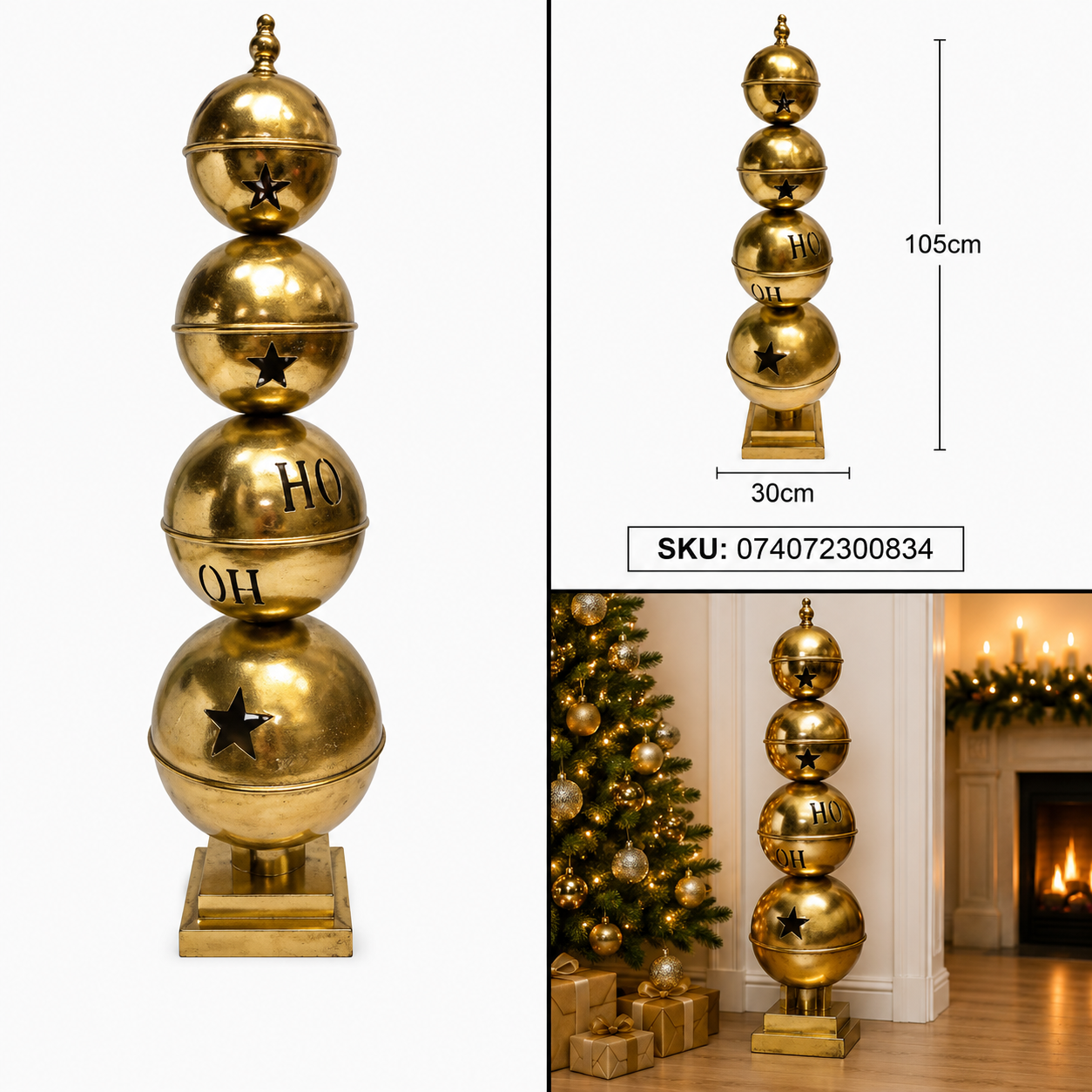 Torre de 4 Cascabeles Dorados con Diseño Calado – Galerías el Triunfo