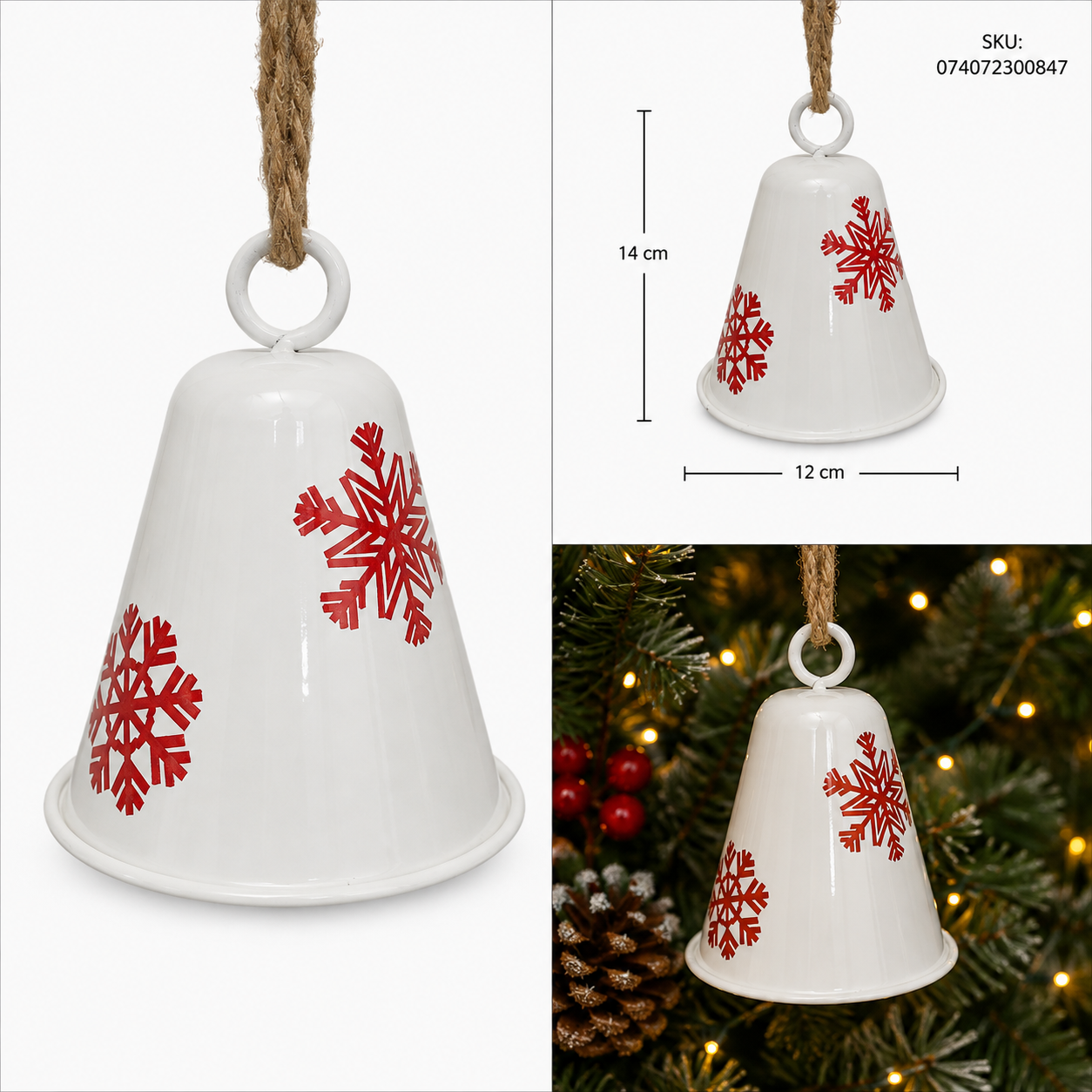 Campana Blanca con Copo de Nieve Rojo – Galerías el Triunfo