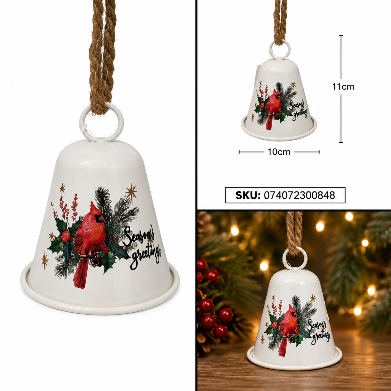 Campana con Cardenal en Rama de Holly – Galerías el Triunfo