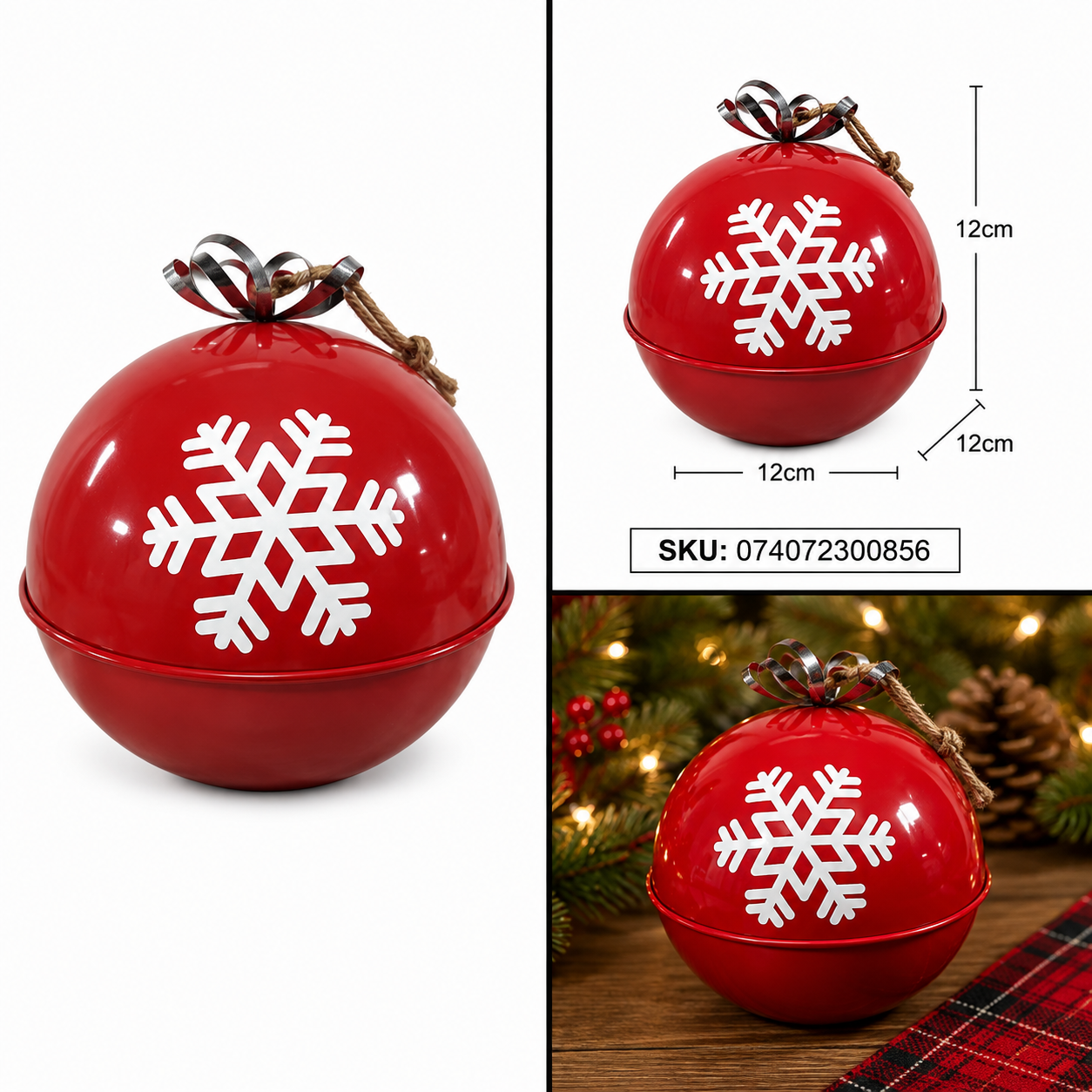 Cascabel Navideño Rojo con Copo de Nieve Blanco- Galerías el Triunfo