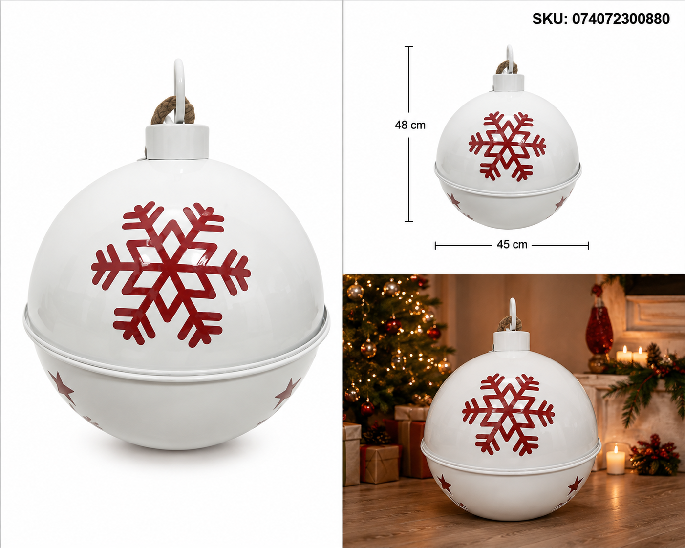 Cascabel Navideño Blanco con Copo de Nieve Rojo – Galerías el Triunfo