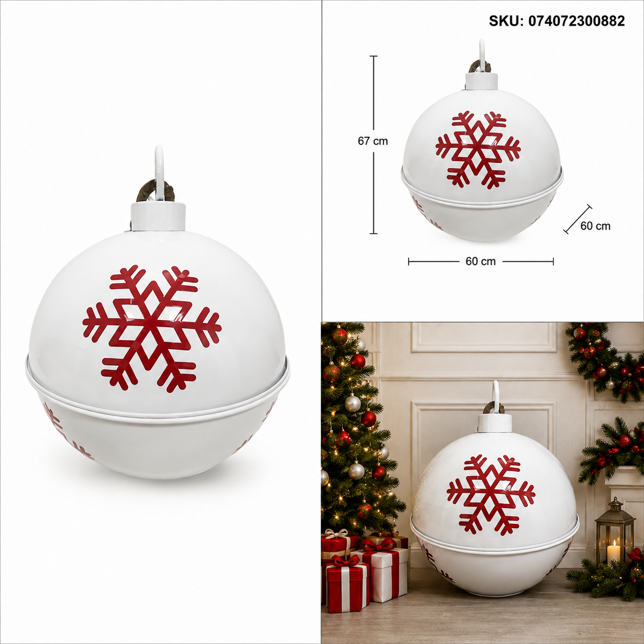 Cascabel Navideño Blanco con Copo de Nieve Rojo – Galerías el Triunfo