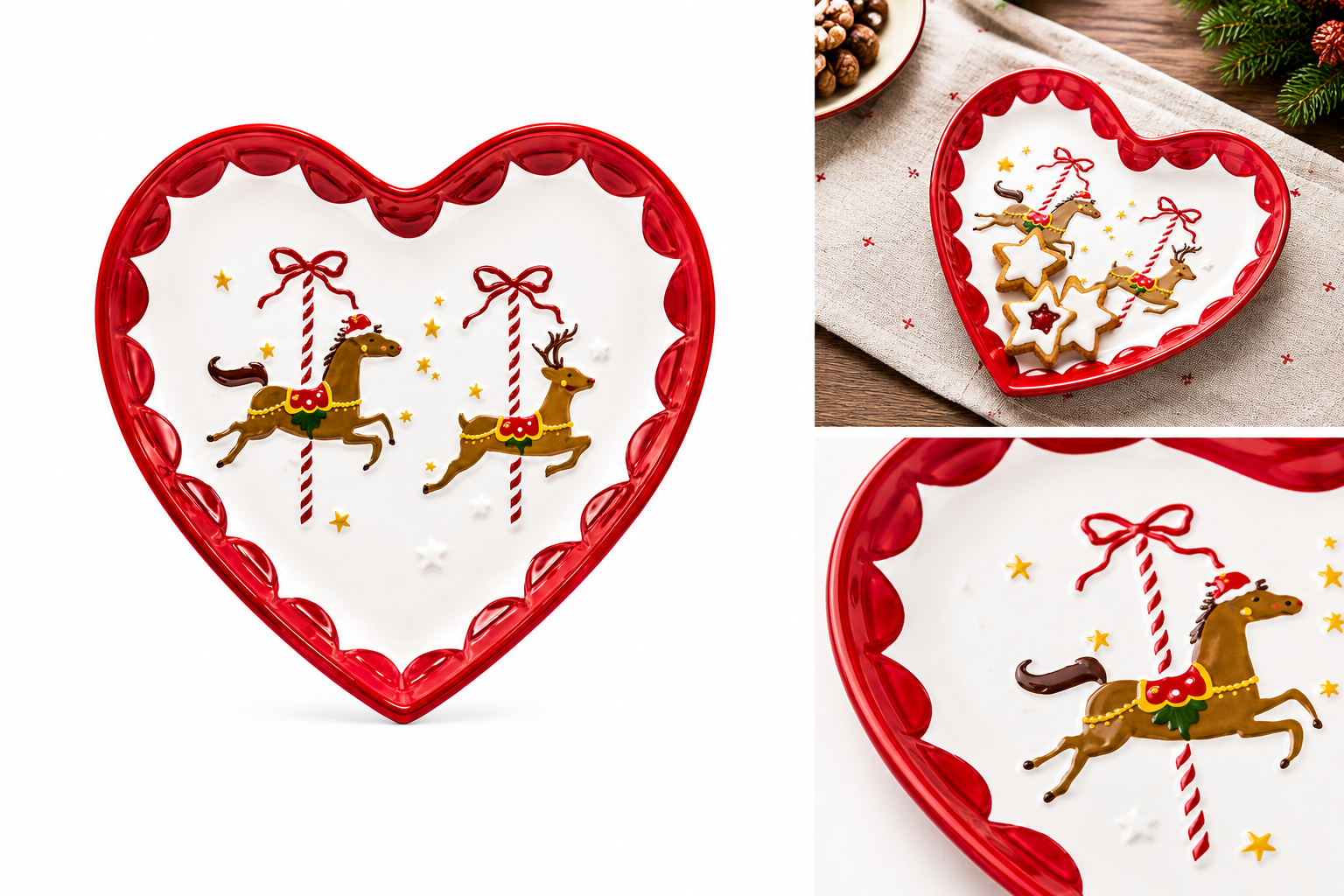 Plato Corazón Carrusel Navideño - Galerías el Triunfo