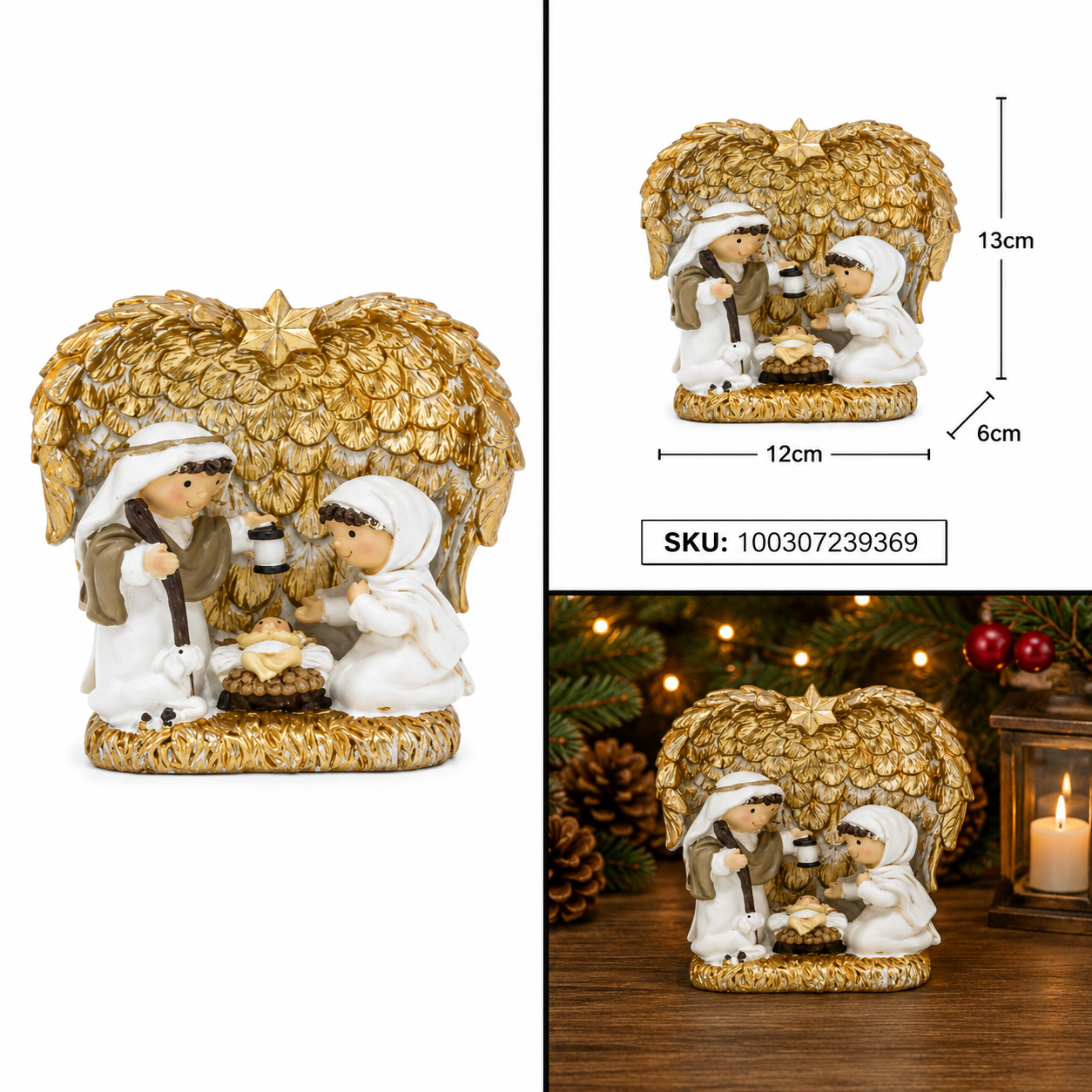 Nacimiento Navideño en Alas de Ángel Dorado – Galerías el Triunfo