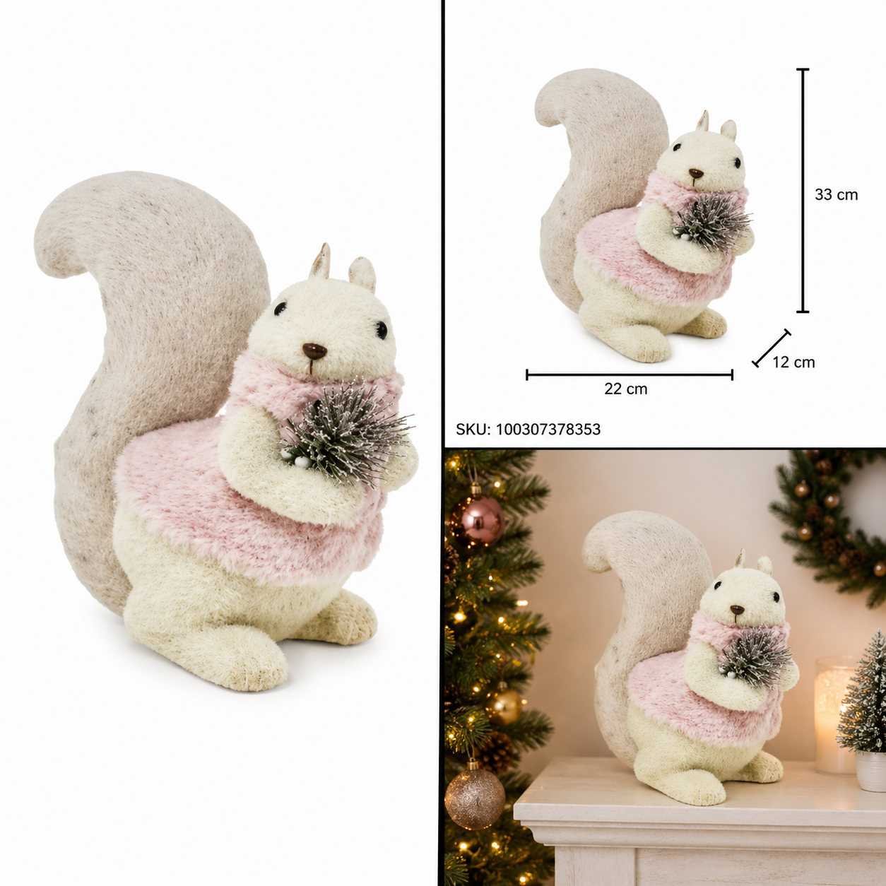 Ardilla Blanca con Chaleco Afelpado Rosa – Galerías el Triunfo