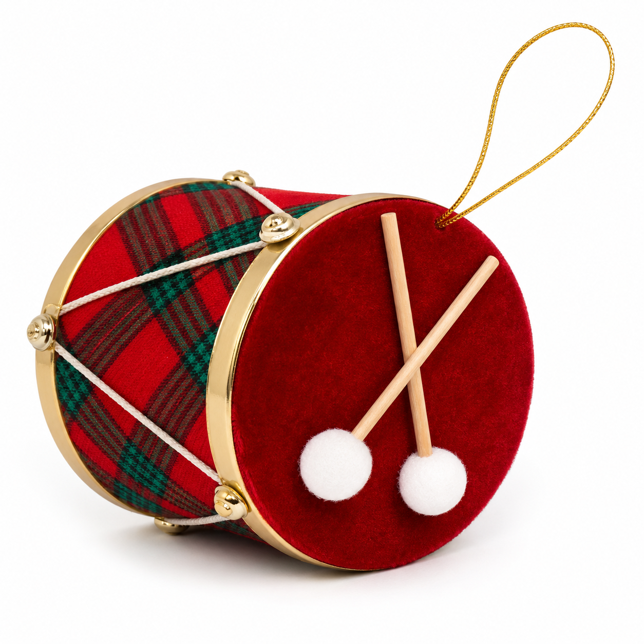 Tambor Navideño Rojo Diseño Tartán Verde – Galerías el Triunfo