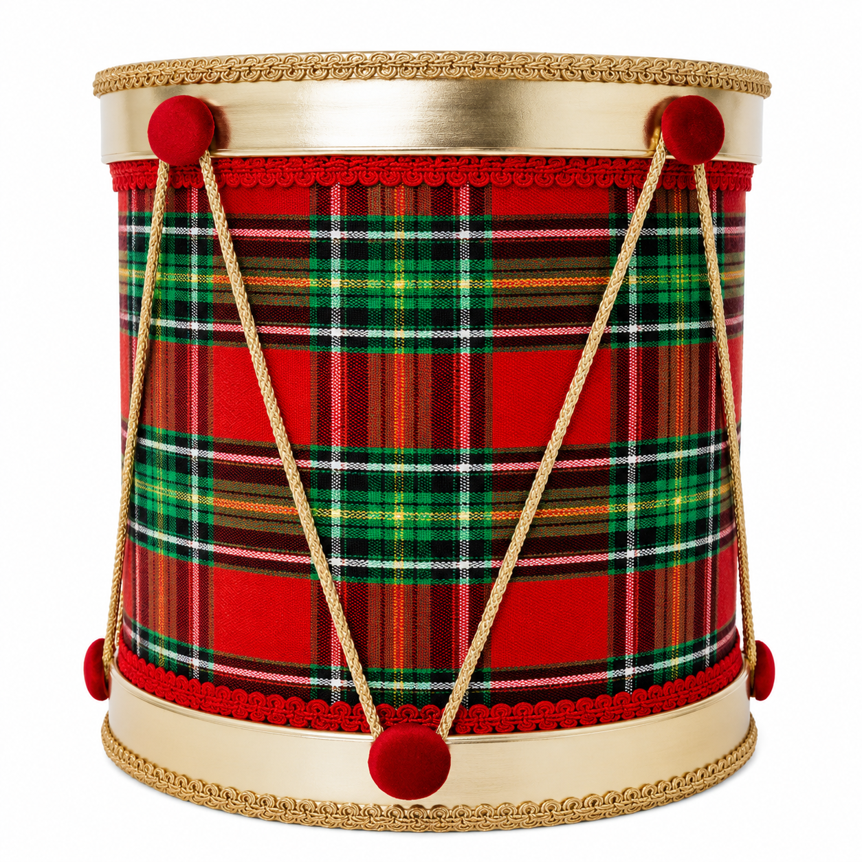 Tambor Navideño con Diseño Tartán Rojo y Verde – Galerías el Triunfo