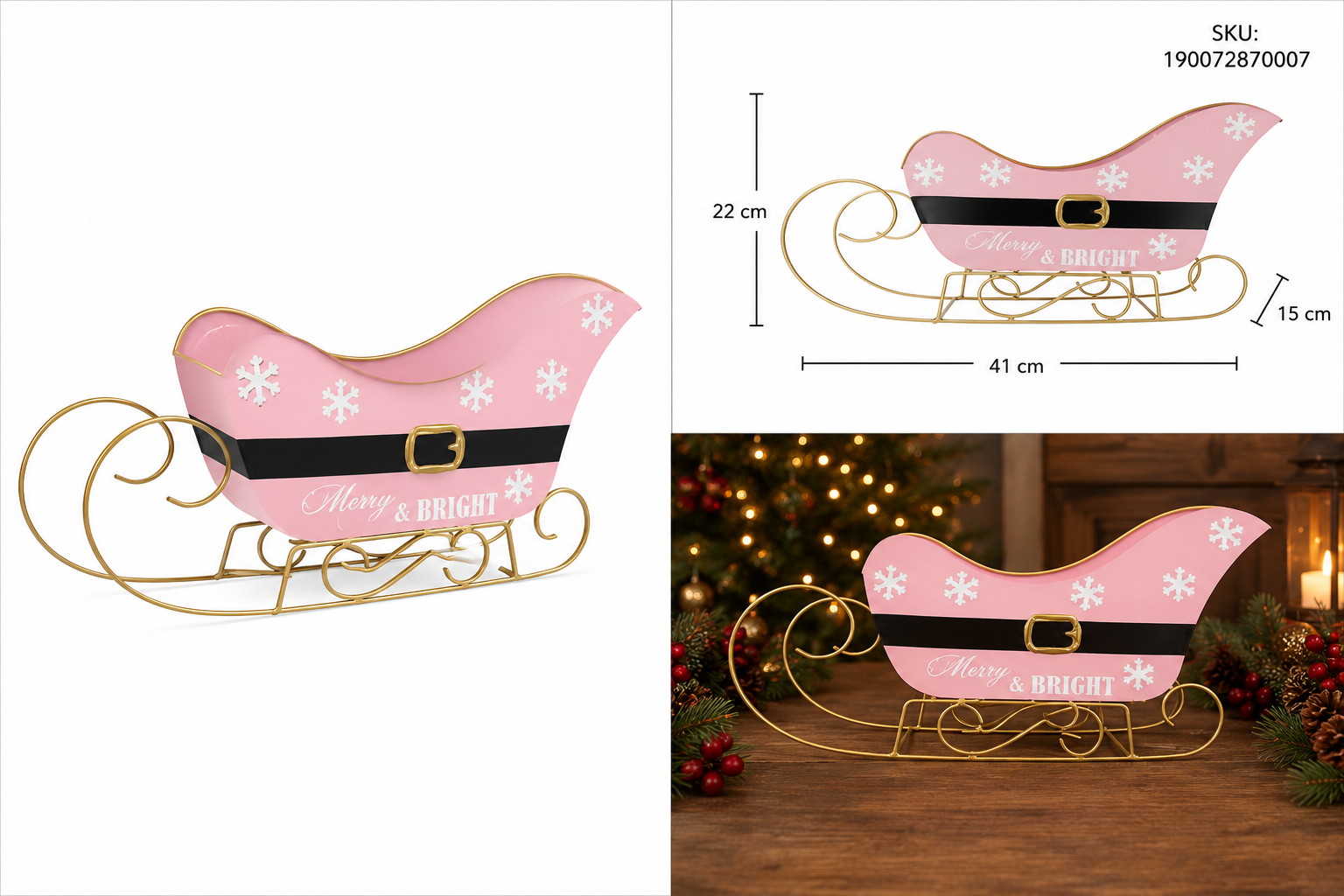 Trineo Rosa con Cinturón de Santa y Patines Dorados – Galerías el Triunfo