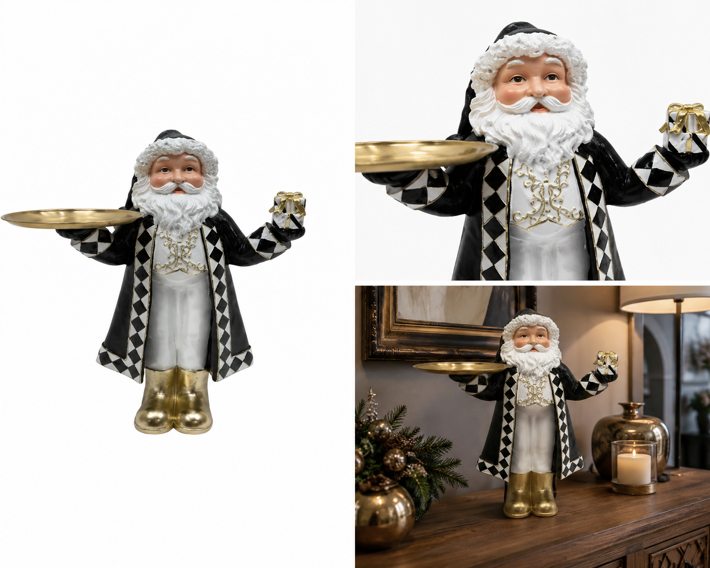 Santa Claus Arlequín con Charola - Galerías el Triunfo
