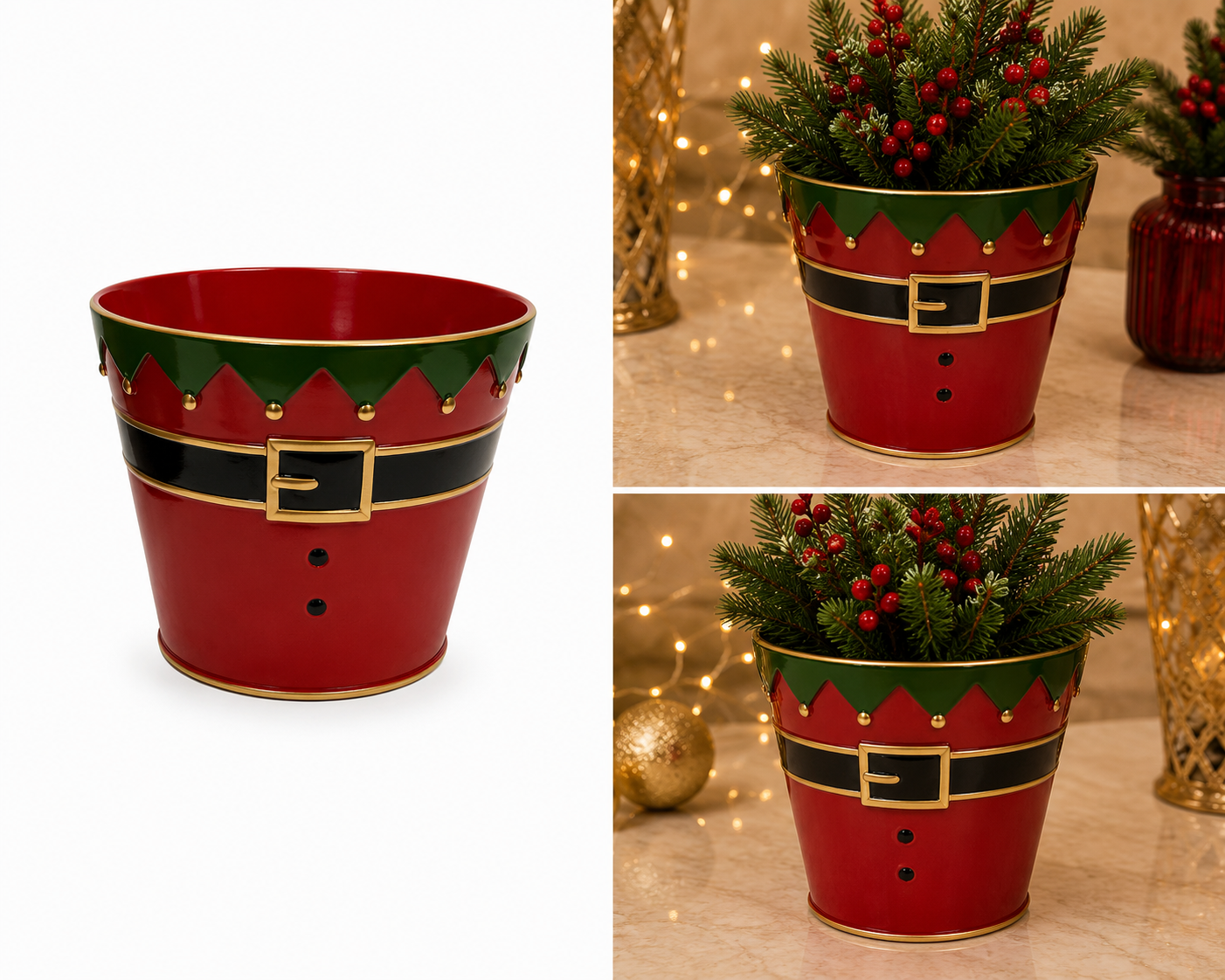Maceta Decorativa Duende Navideño Rojo - Galerías el Triunfo
