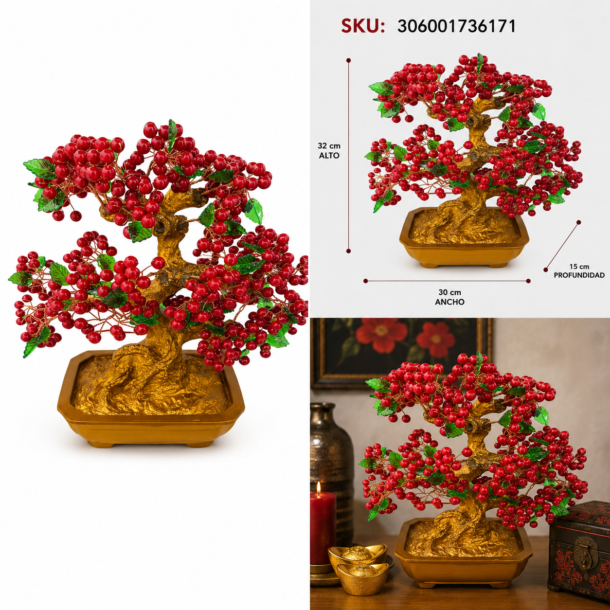 Bonsái Decorativo con Berries Rojos - Galerías el Triunfo