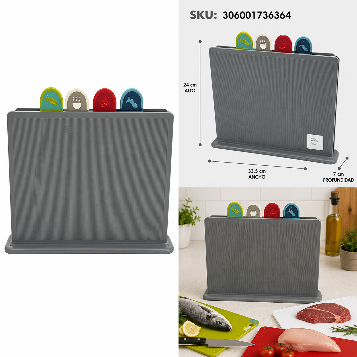 Set de 4 Tablas para Cortar con Organizador - Galerías el Triunfo