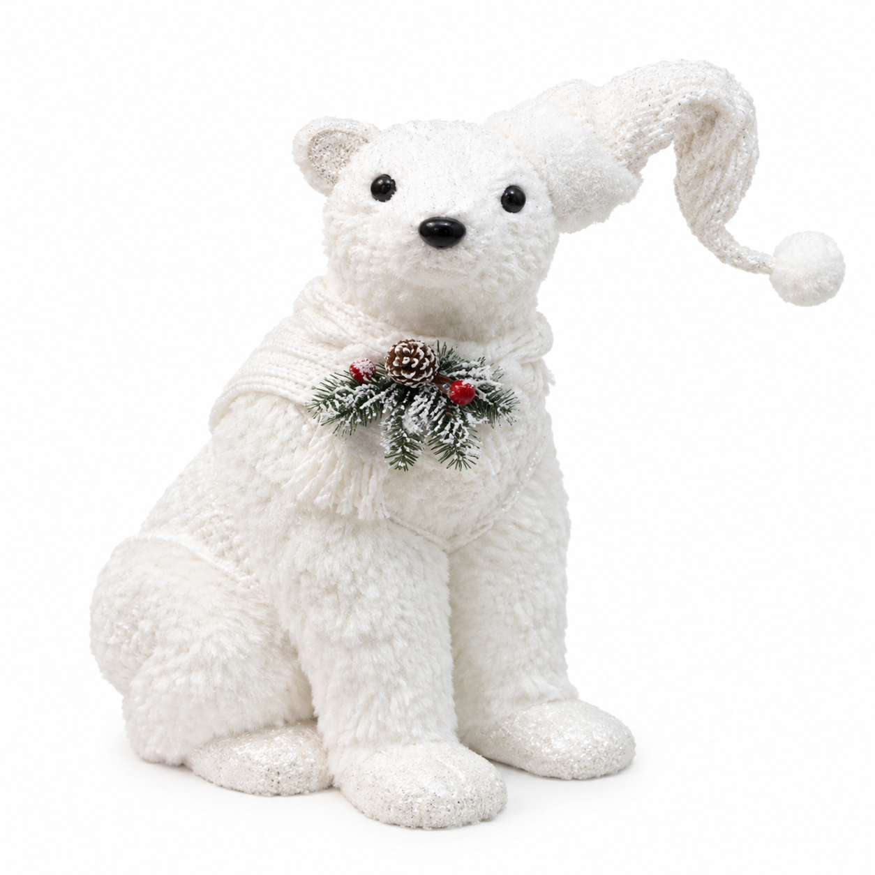 Oso Polar Sentado con Moño y Gorro – Galerías el Triunfo