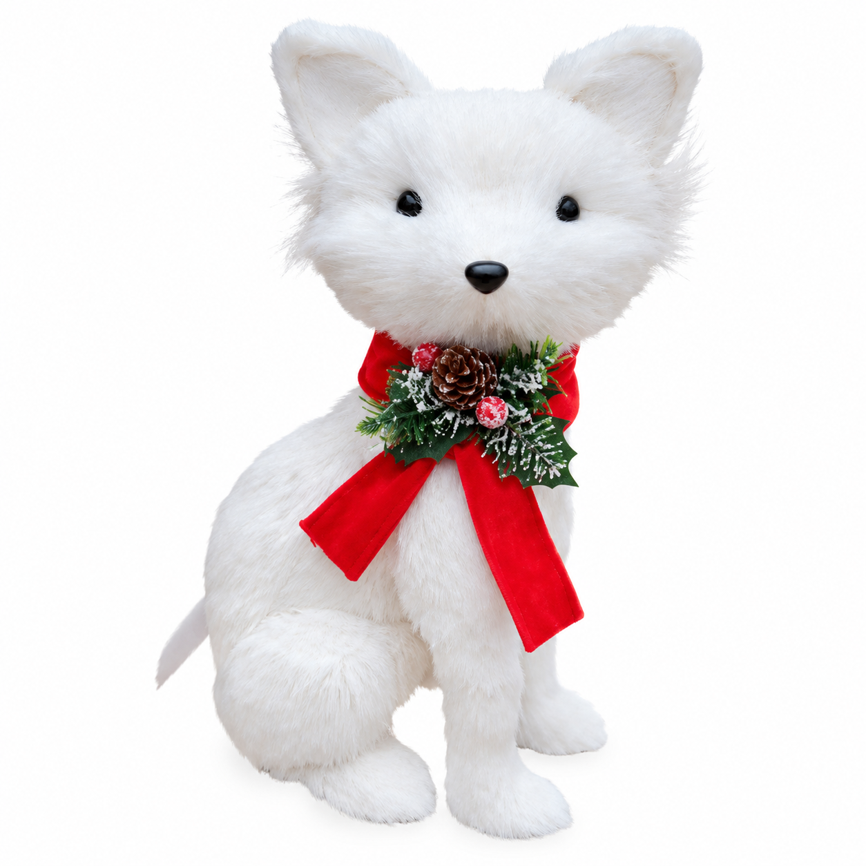 Zorro Blanco con Moño Navideño – Galerías el Triunfo