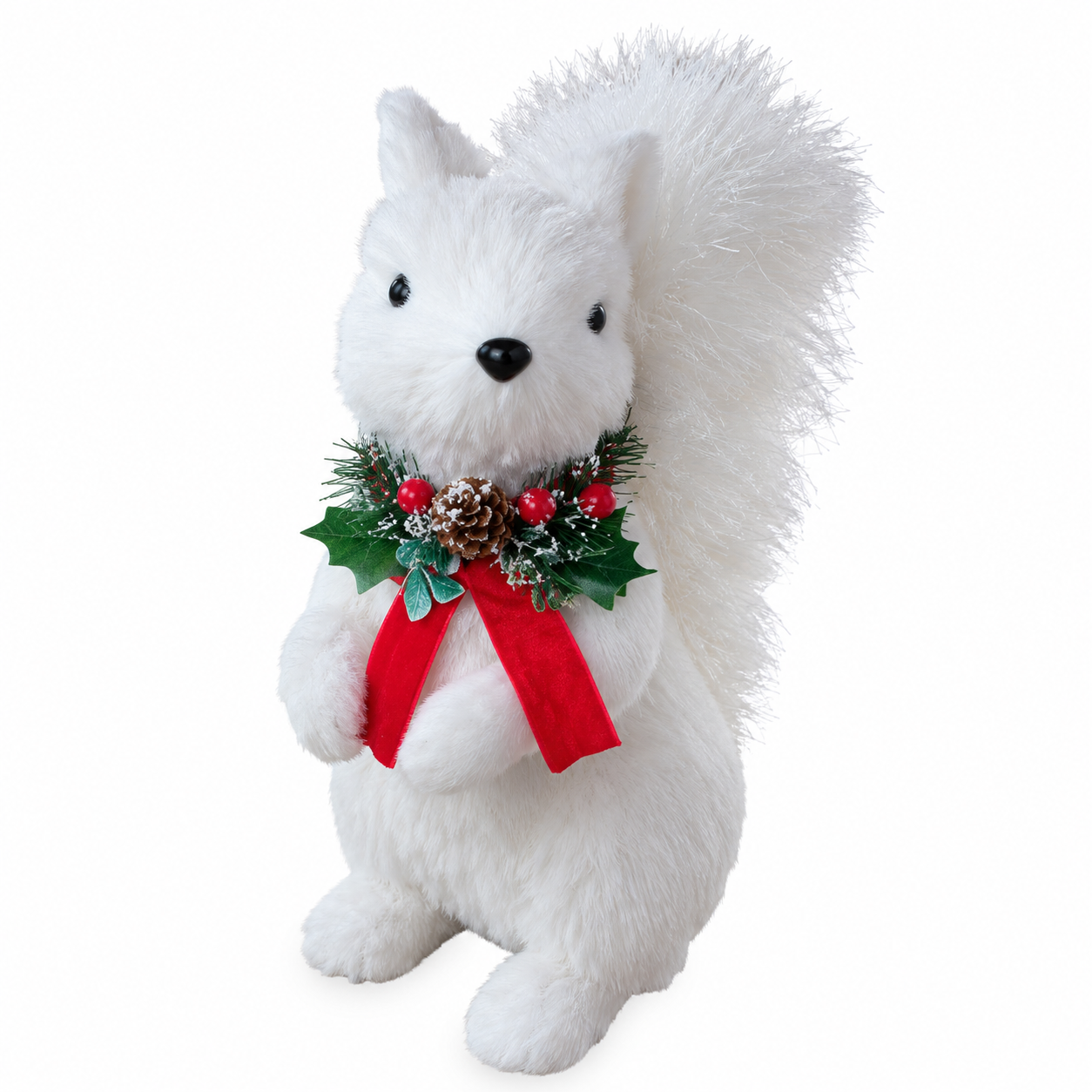 Ardilla Blanca con Moño y Pick Navideño – Galerías el Triunfo