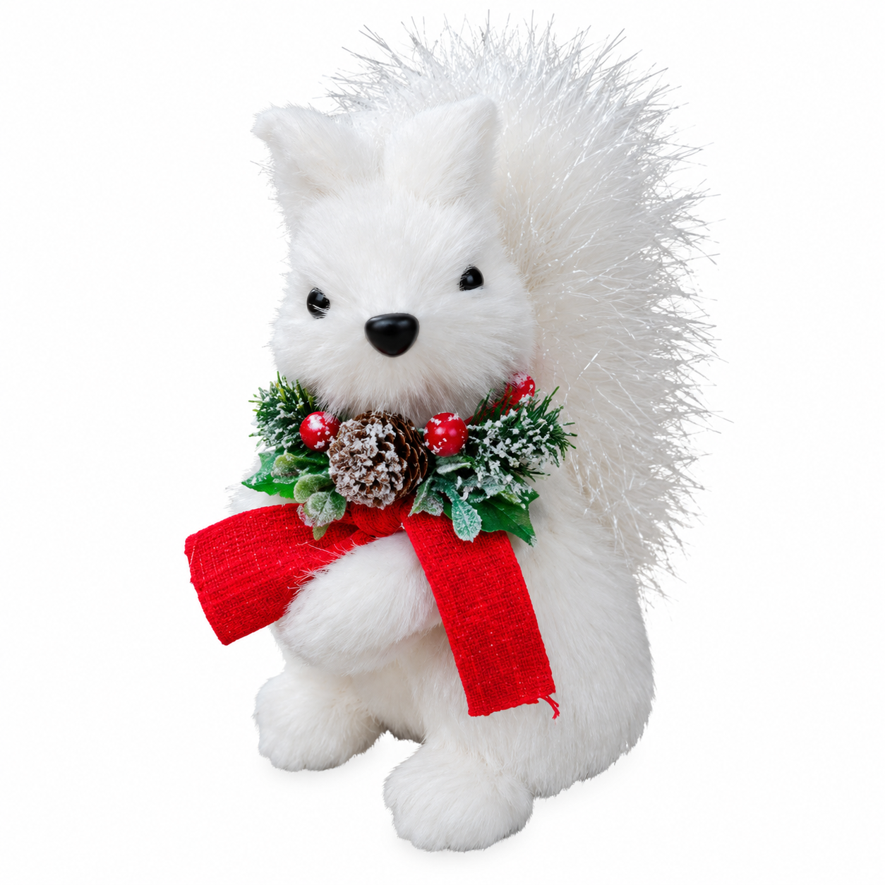 Ardilla Blanca con Moño y Pick Navideño – Galerías el Triunfo