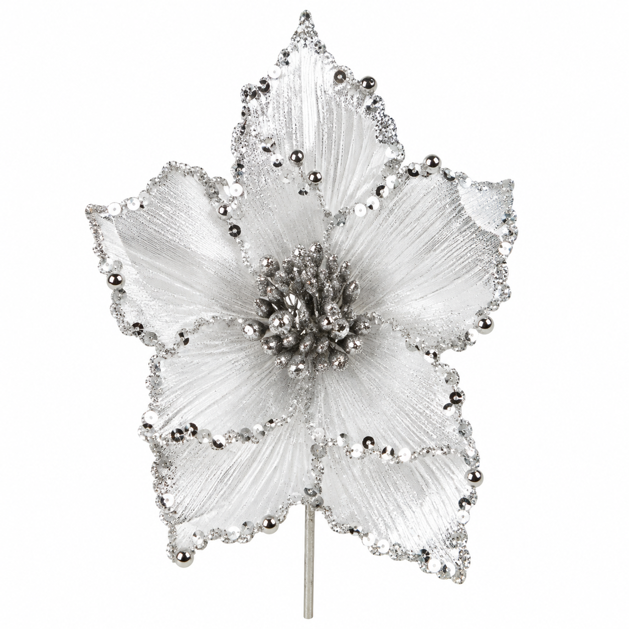 Pick de Nochebuena Blanca con Brillos – Galerías el Triunfo