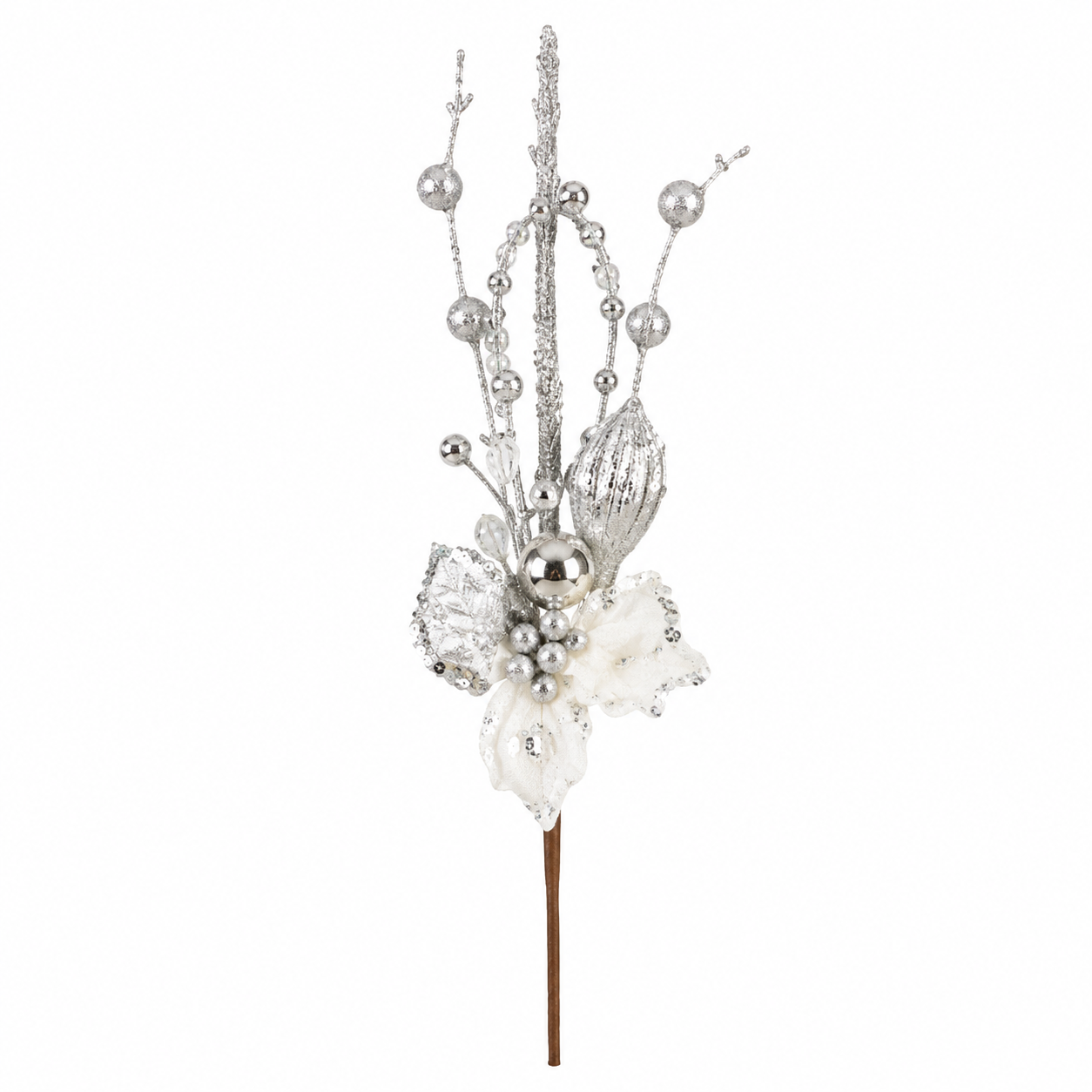 Pick Navideño Blanco con Flor y Diamantado – Galerías el Triunfo