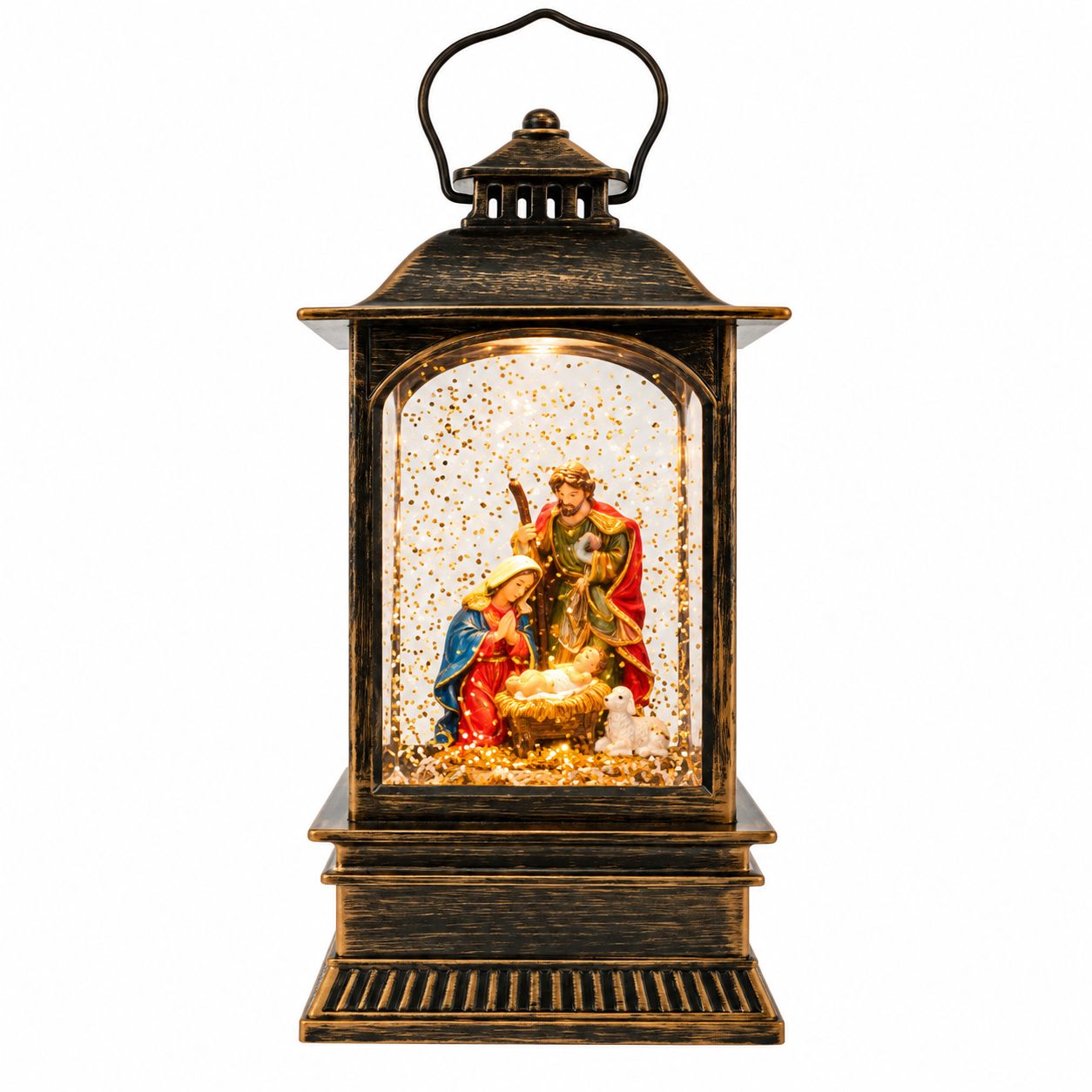 Nacimiento Navideño en Farol con Luces LED – Galerías el Triunfo