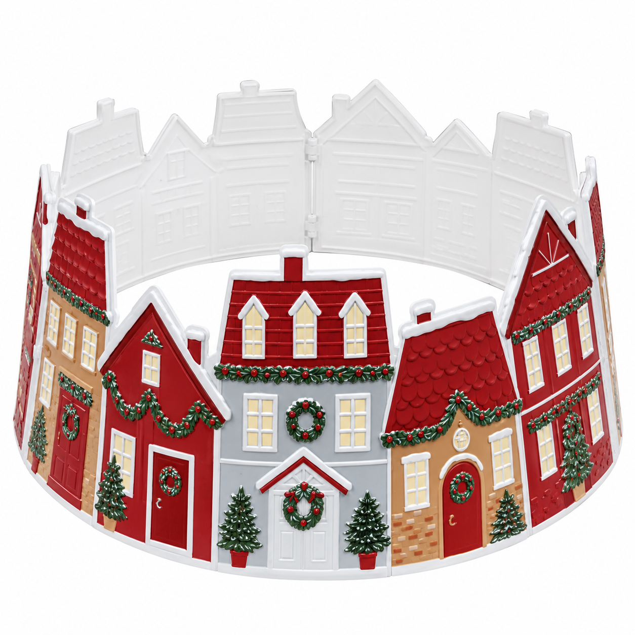 Falda de Árbol de Navidad Blanca con Aldea Navideña – Galerías el Triunfo