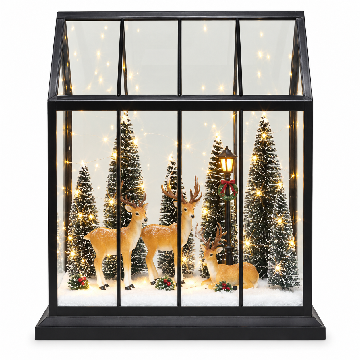 Vitrina Navideña Iluminada con Renos – Galerías el Triunfo
