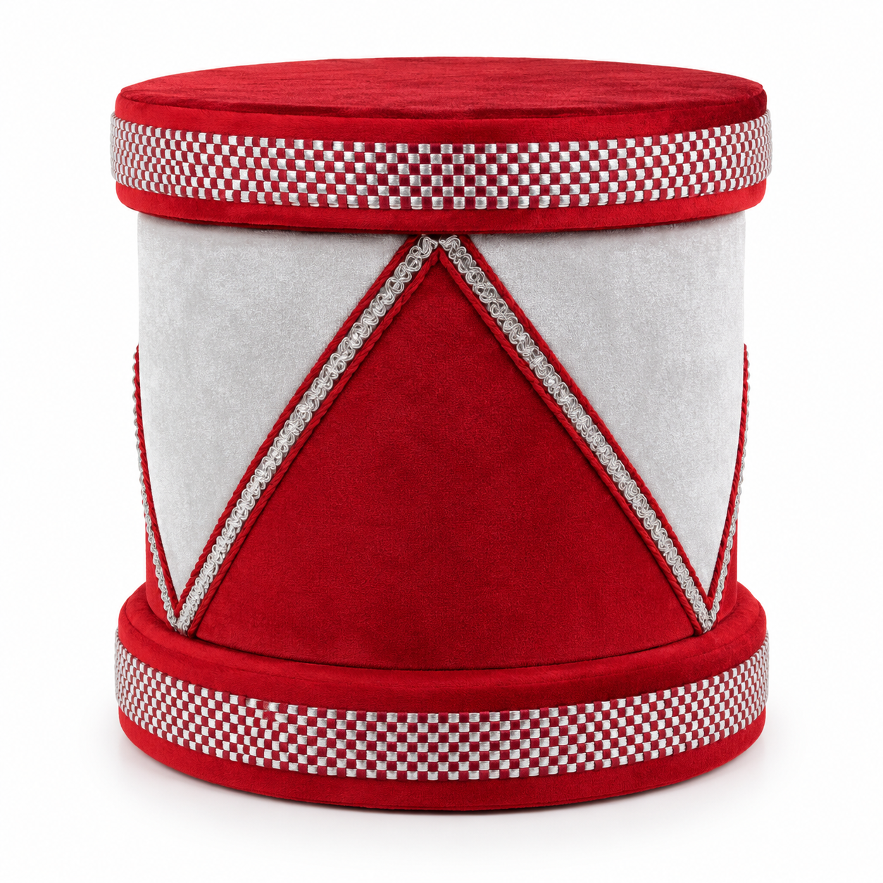 Tambor Navideño Rojo y Plateado Diseño Triangular – Galerías el Triunfo