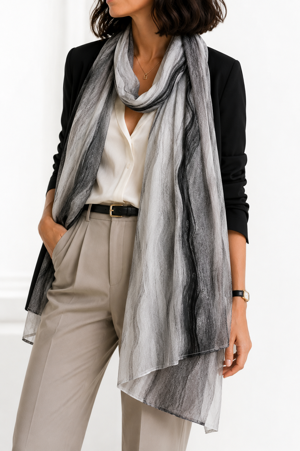Pashmina con Estampado Marmolado Gris – Galerías el Triunfo