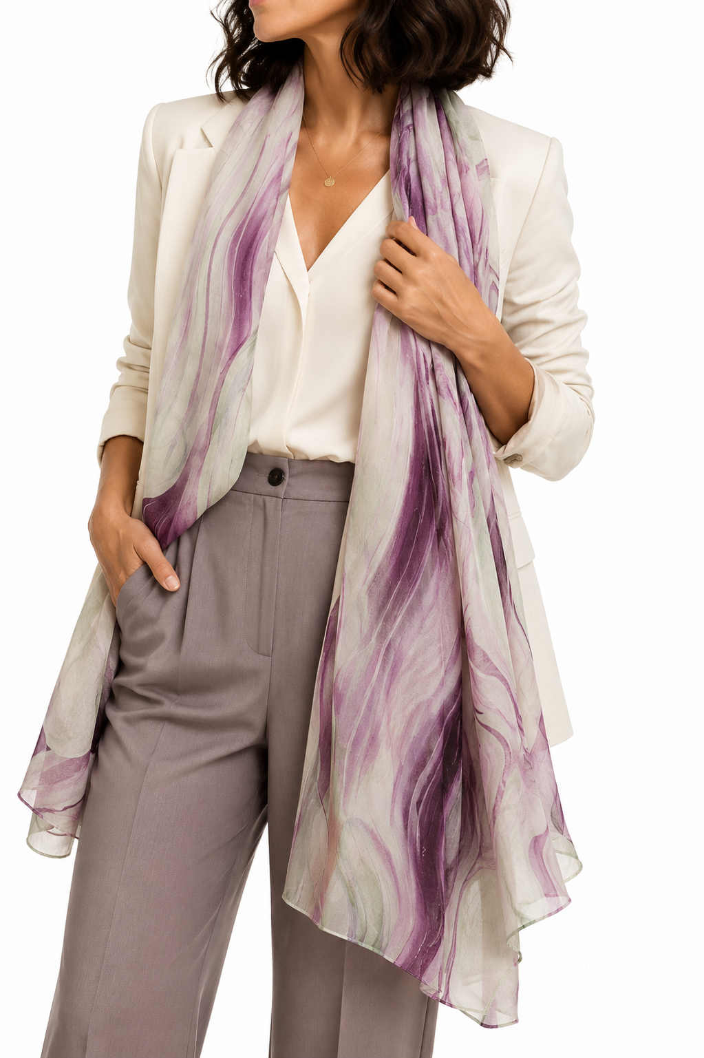 Pashmina con Estampado Marmolado Lila - Galerías el Triunfo
