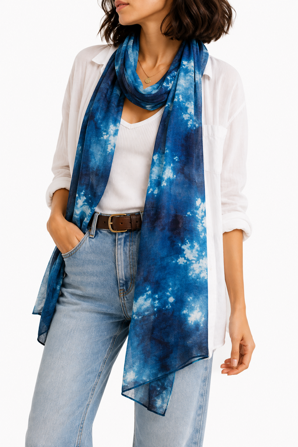 Pashmina Azul con Estampado Difuminado - Galerías el Triunfo