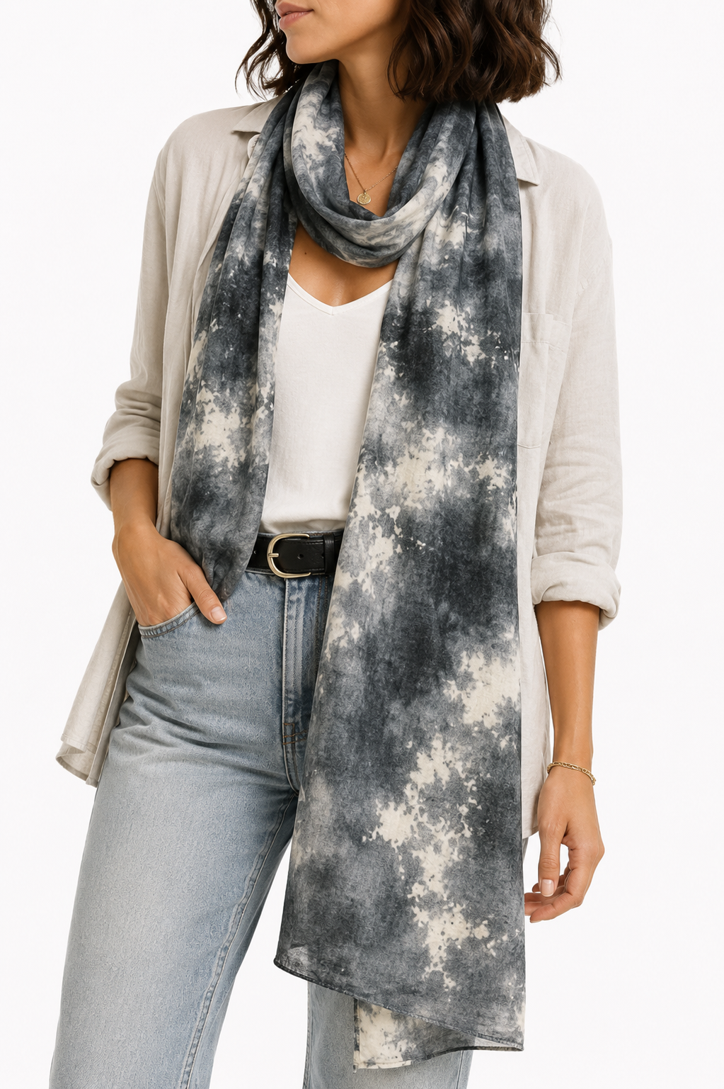 Pashmina Gris con Estampado Difuminado - Galerías el Triunfo