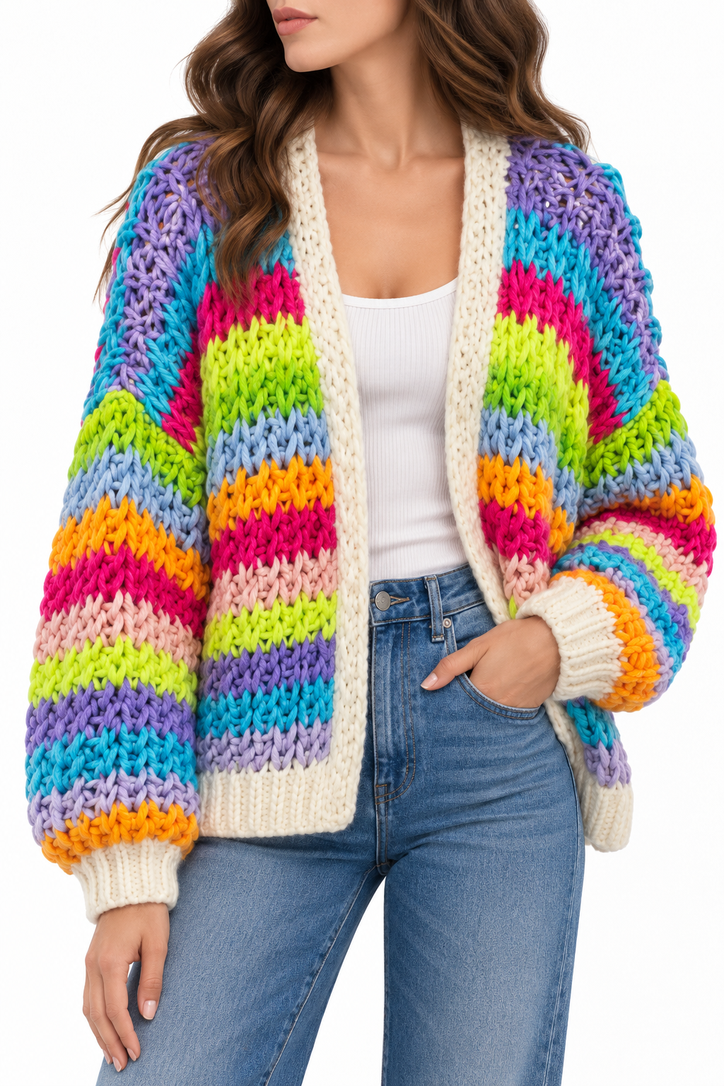 Cardigan Tejido Multicolor de Rayas - Galerías el Triunfo