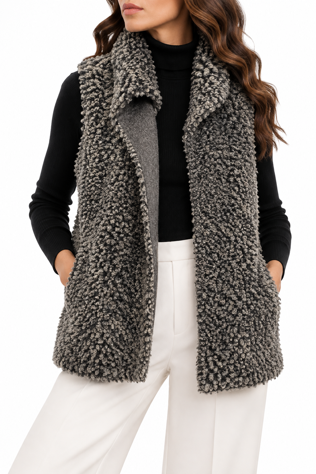 Chaleco de Peluche Gris Jaspeado - Galerías el Triunfo
