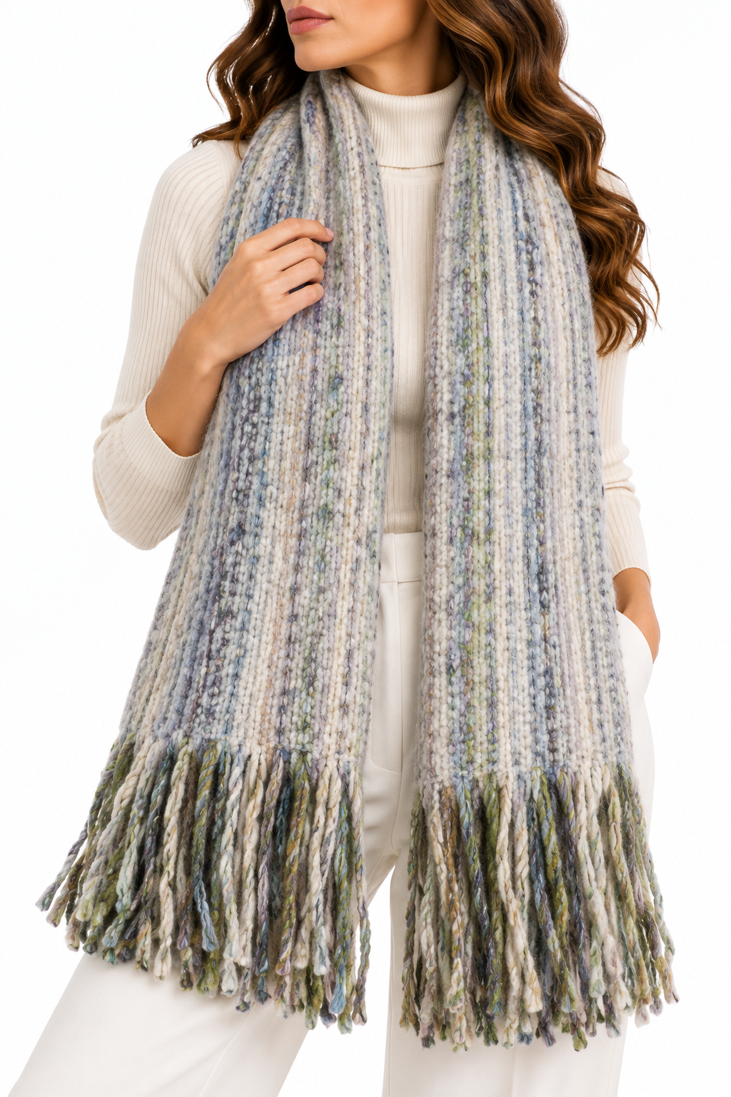 Bufanda Lila de Flecos Multicolor – Galerías el Triunfo