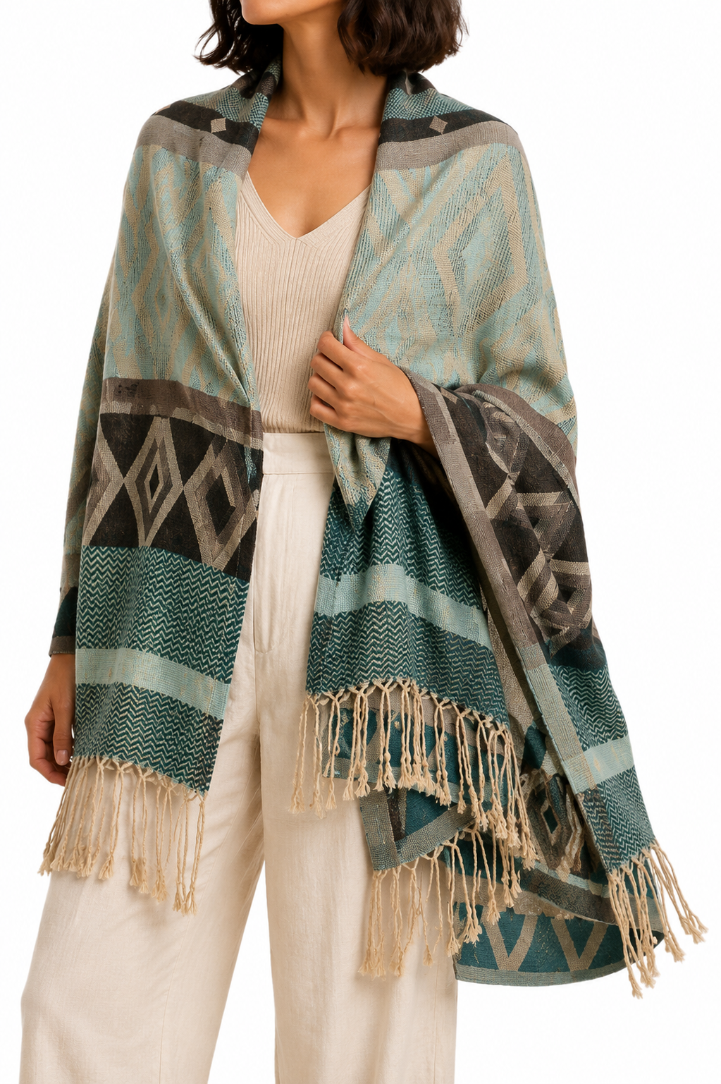 Pashmina Multicolor de Patrones con Flecos - Galerías el Triunfo