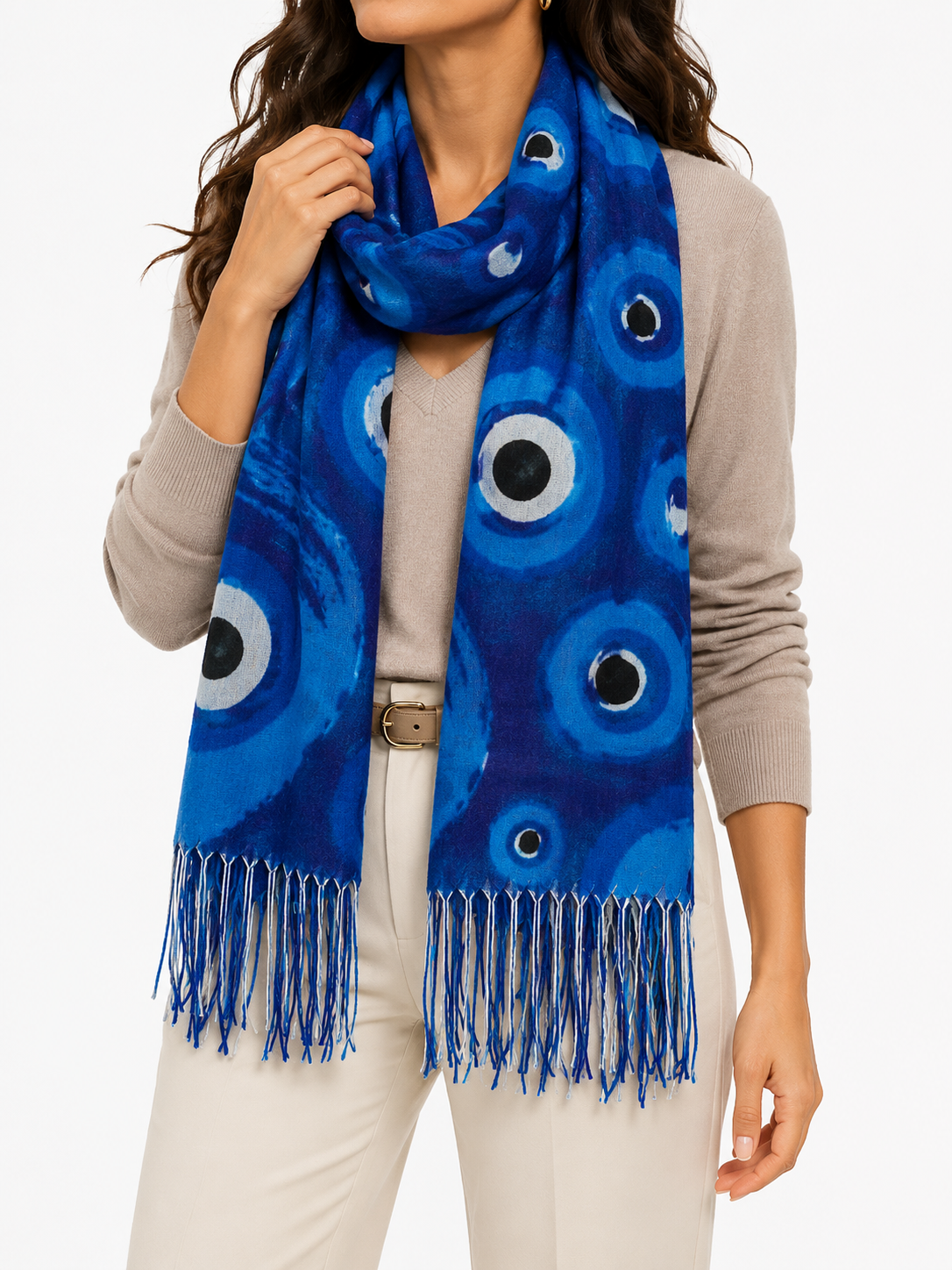 Pashmina de Ojo Turco Azul con Círculos - Galerías el Triunfo