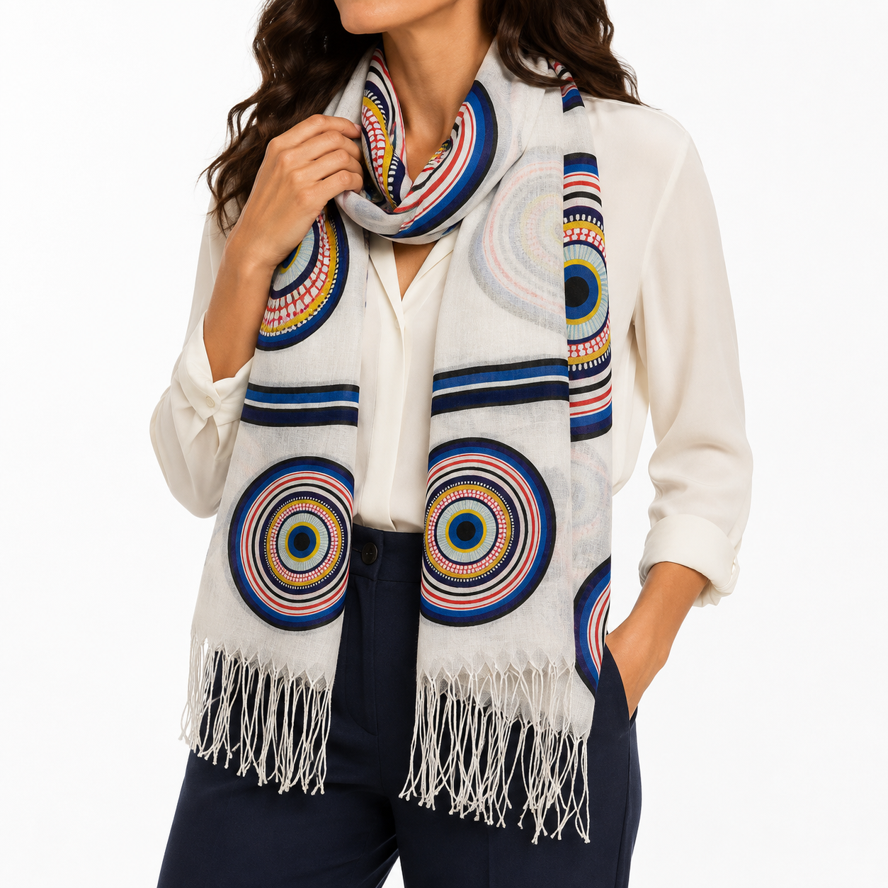 Pashmina de Ojo Turco con Círculos Multicolor - Galerías el Triunfo