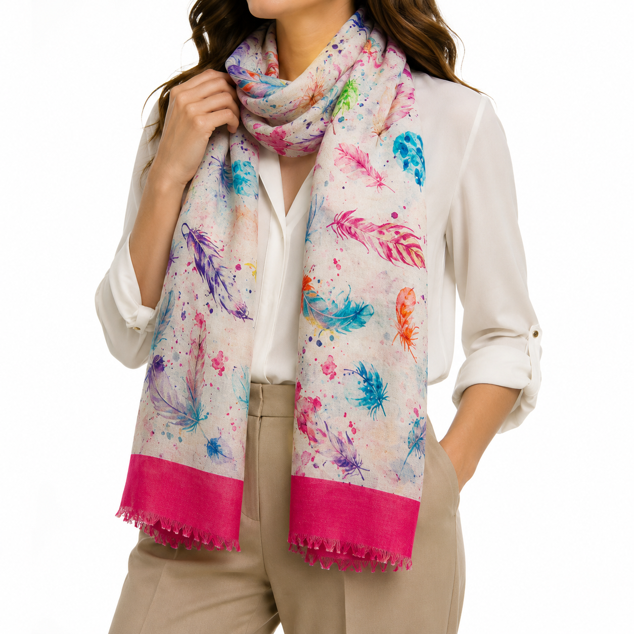 Pashmina de Plumas Multicolor con Flecos - Galerías el Triunfo