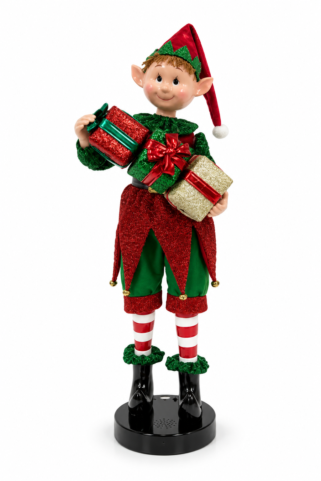 Duende Navideño con Regalos, Música y Luces LED