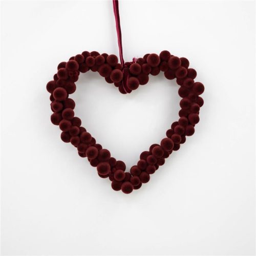 Corazón con pompones vino - Galerías el Triunfo - 100307378465
