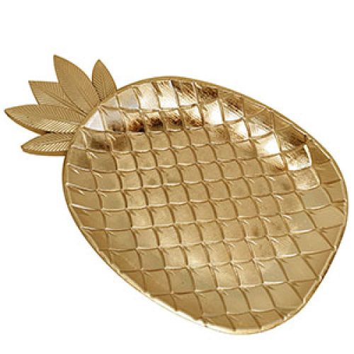 Plato dorado diseño piña - Galerías el Triunfo - 156072795073
